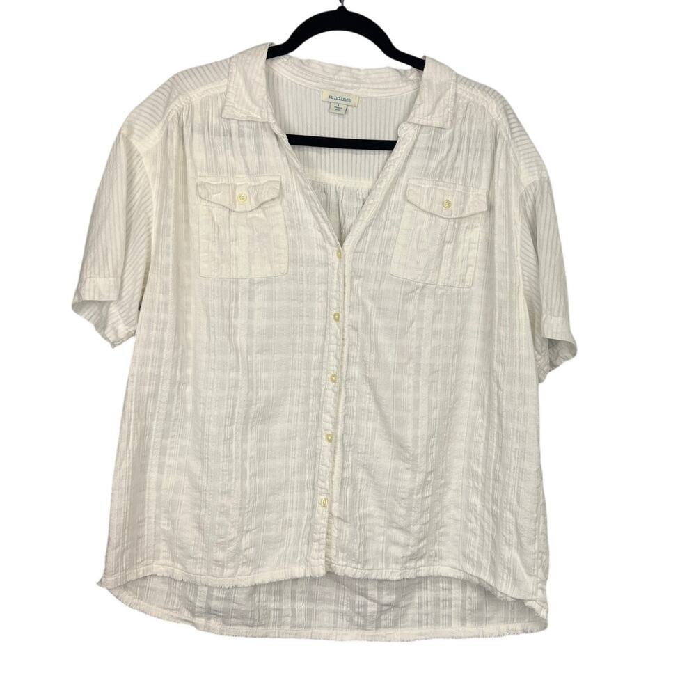 Sundance 100% Cotton Women's Boxy Fit Button Down Size L
